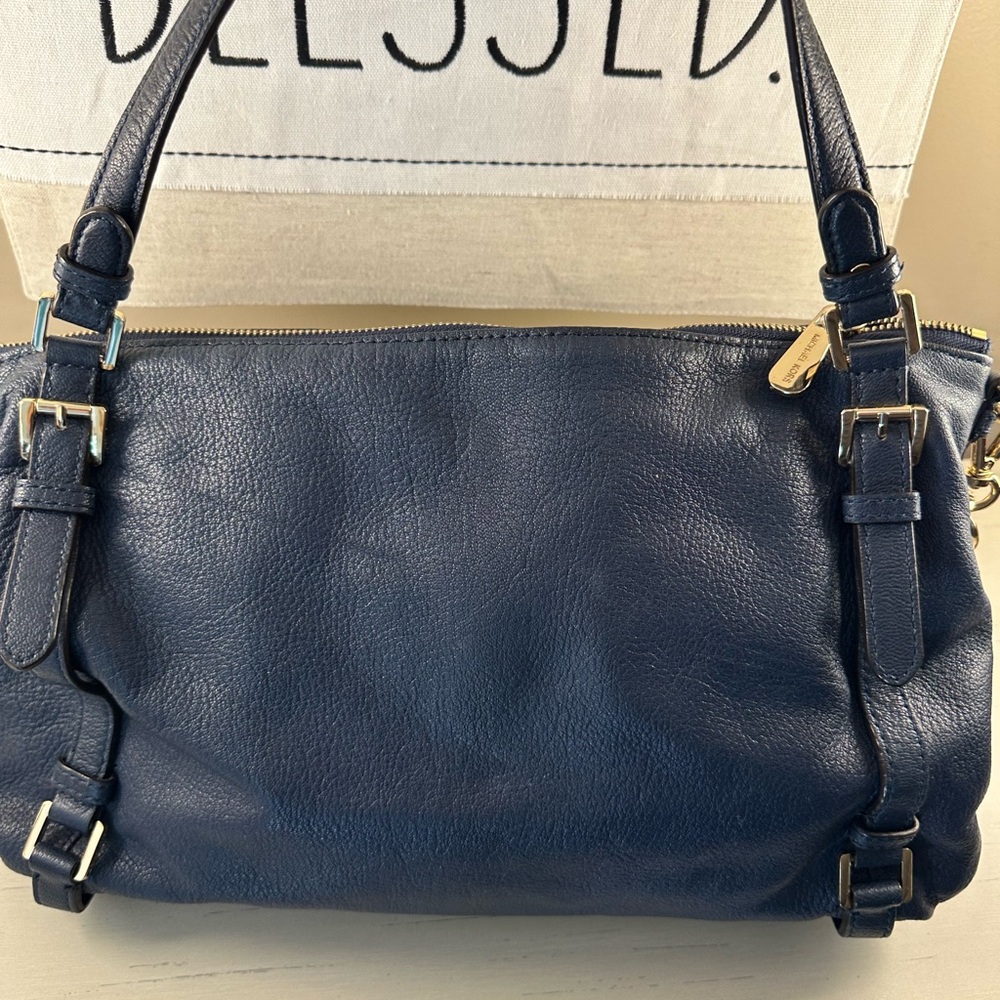 Michael Kors Navy Leather Bag - Picture 7 of 14